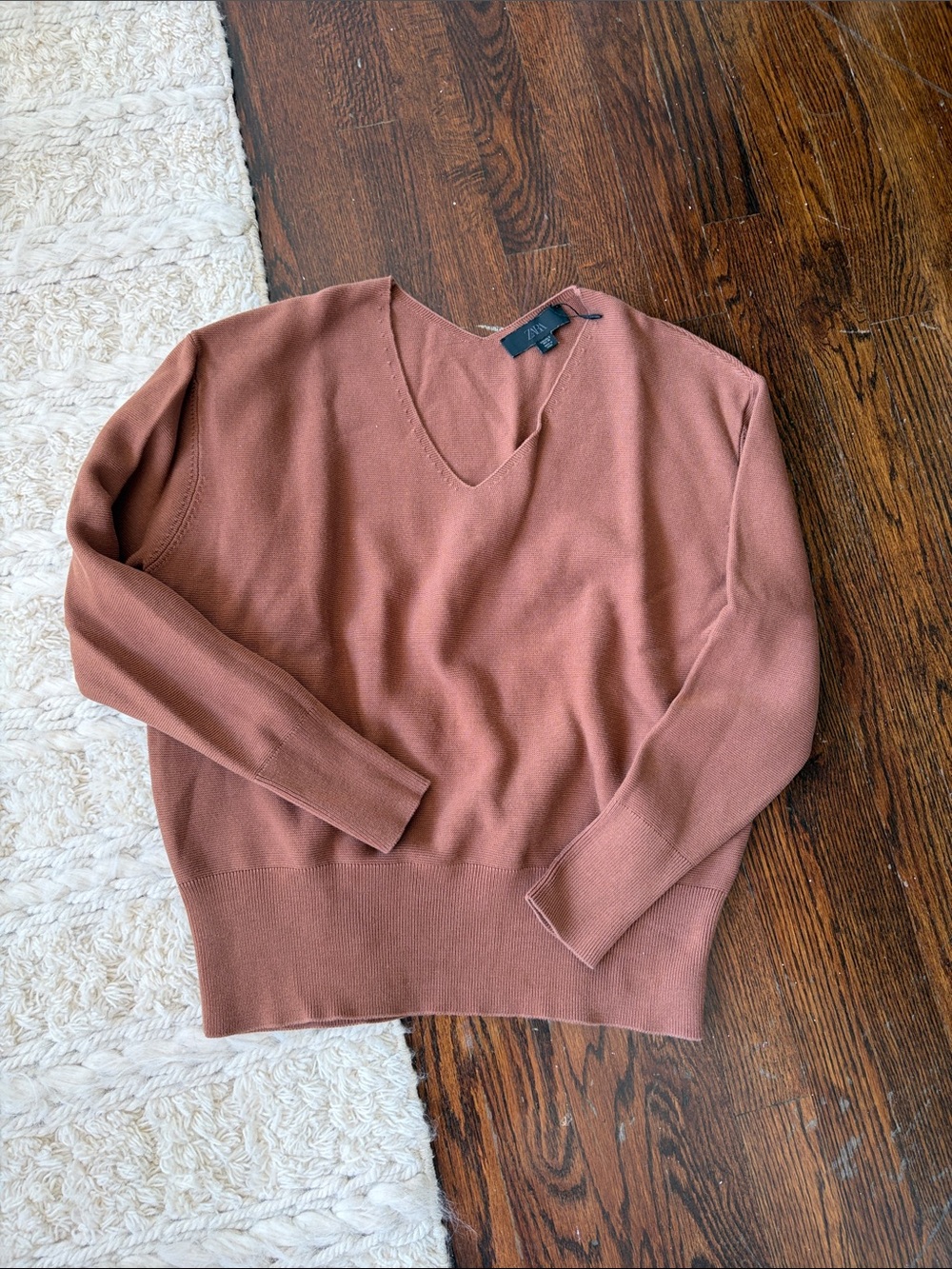 Zara V-Neck Sweater in Rust Brown